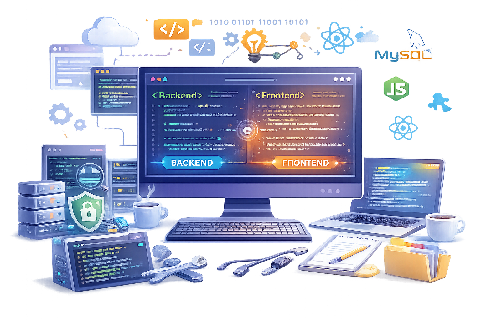 Full stack developer training program illustration